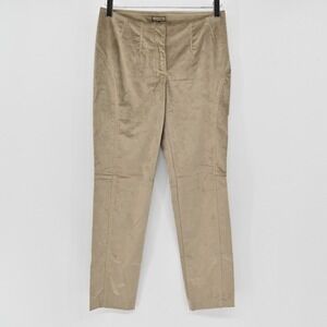 MALIPARMI Womens Velvet Pants Size‎ M Tan Light Academia Old Money Straight Leg